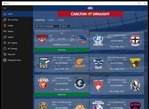 afl standings live stream